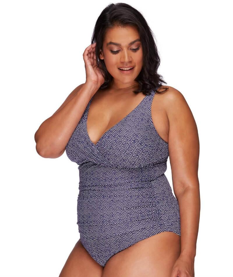 Artesands Zig Zag Delacroix Cross Front D-G Cup One Piece Swimsuit - Navy - Image 3