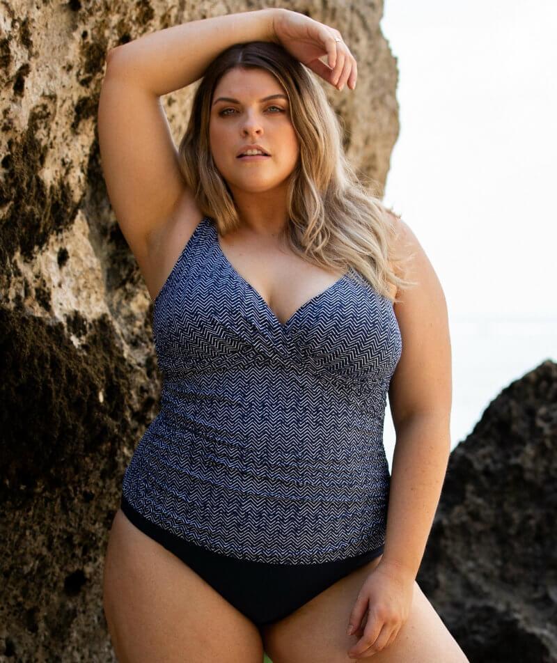 Artesands Zig Zag Delacroix Cross Front D-G Cup Tankini Top - Navy - Image 5
