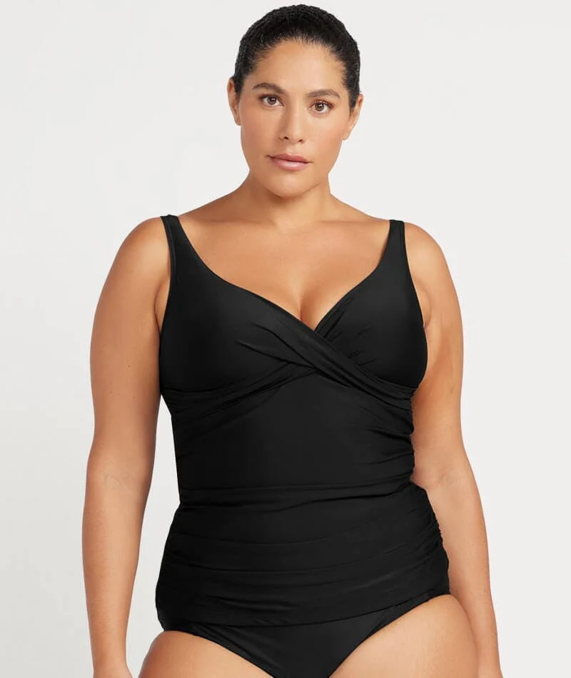 Artesands Recycled Hues Delacroix Cross Front Wire-free Tankini Top - Black - Image 2