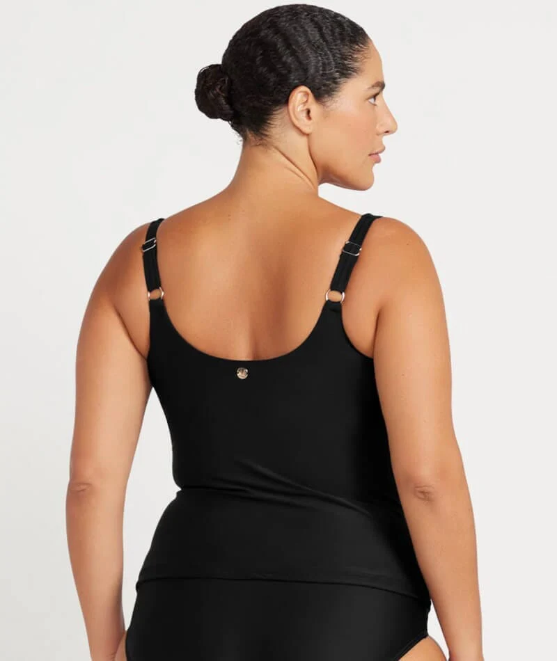 Artesands Recycled Hues Delacroix Cross Front Wire-free Tankini Top - Black - Image 4