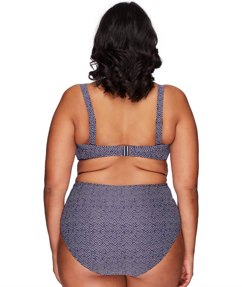 Artesands Zig Zag Rouched Side High Waist Brief - Navy - Image 5