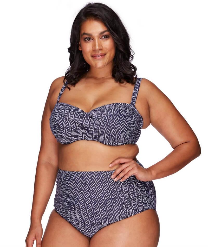 Artesands Zig Zag Rouched Side High Waist Brief - Navy - Image 6