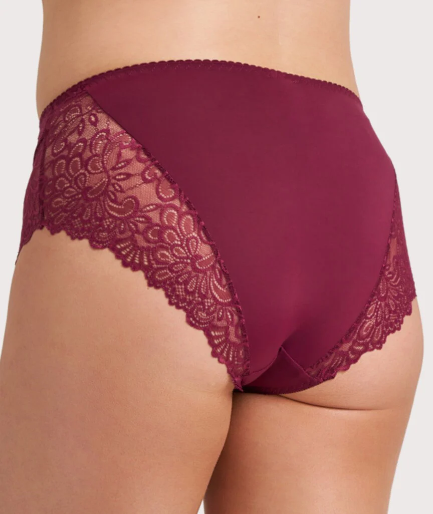 Ava & Audrey Aster Lace & Micro Full Brief - Wine Red - Image 2