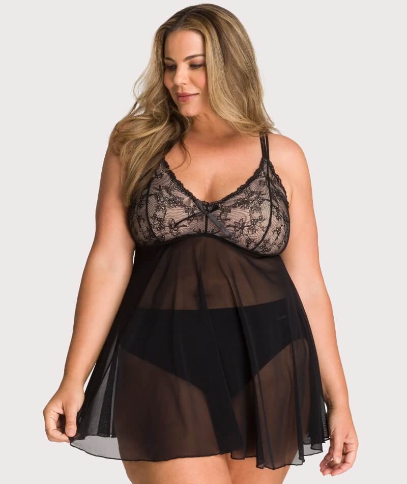 Ava & Audrey Candice Mesh & Lace Babydoll - Black - Image 4