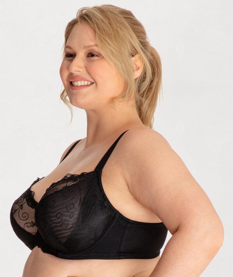 Ava & Audrey Elizabeth Embroidered Full Cup Underwired Bra - Black - Image 4