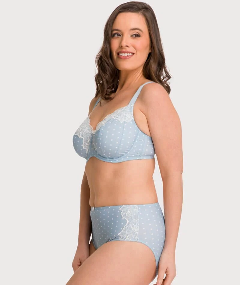Ava & Audrey Jacqueline Full Brief with Lace - Blue/Ivory - Image 7