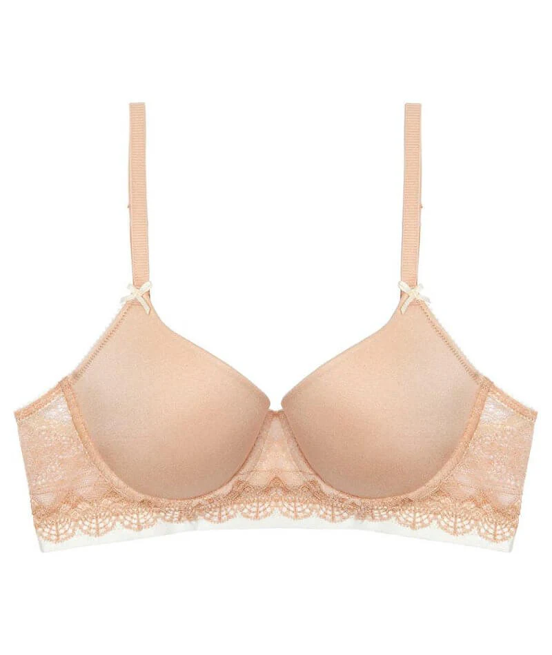Bendon Geometric Lace Full Coverage Contour Bra - Toasted Almond/Pristine - Image 7