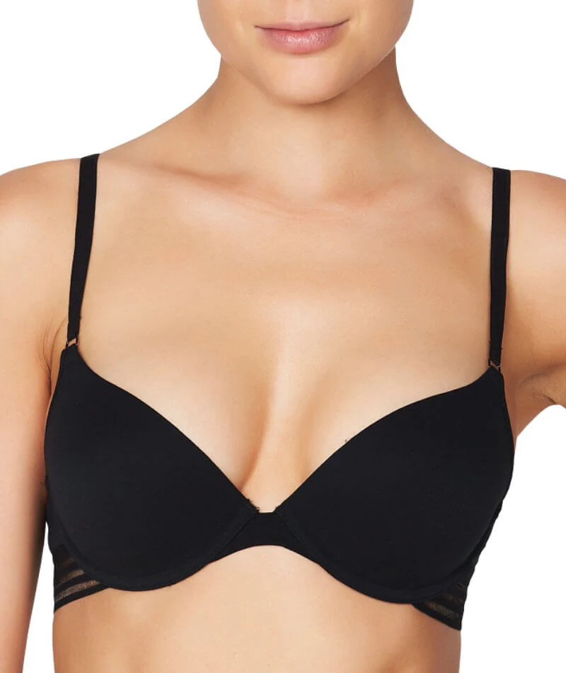 Bendon Stripe Elastic & Papertouch Demi Bra - Black