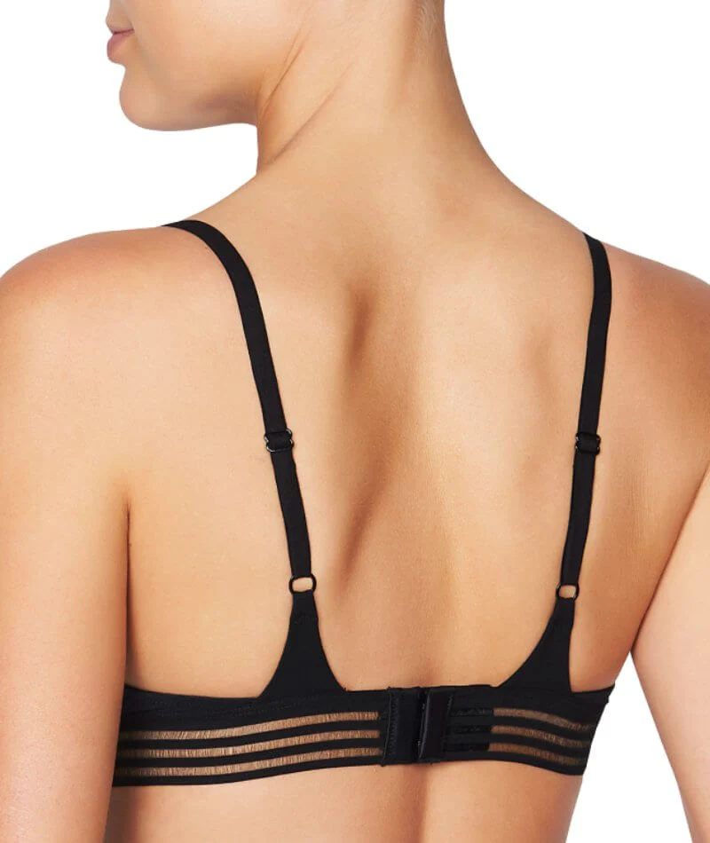 Bendon Stripe Elastic & Papertouch Demi Bra - Black - Image 2