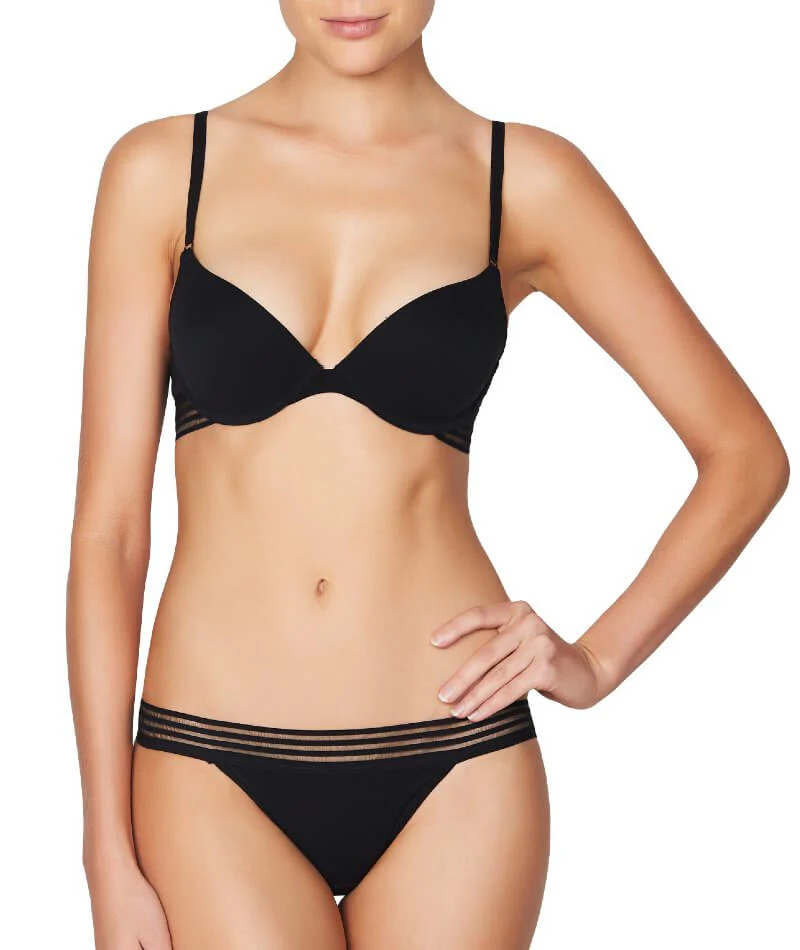 Bendon Stripe Elastic & Papertouch Demi Bra - Black - Image 6