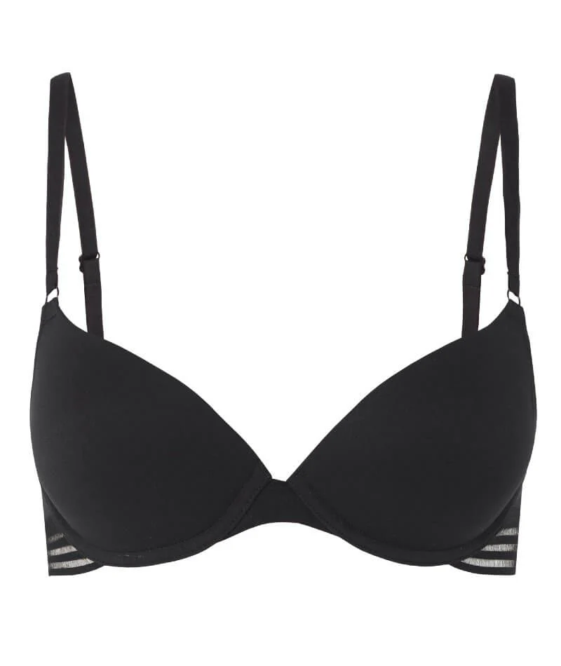 Bendon Stripe Elastic & Papertouch Demi Bra - Black - Image 9