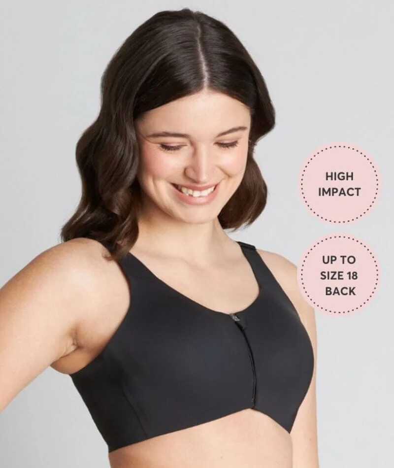 Bendon Motion Wire-Free Front Opening Bra - Black - Image 3