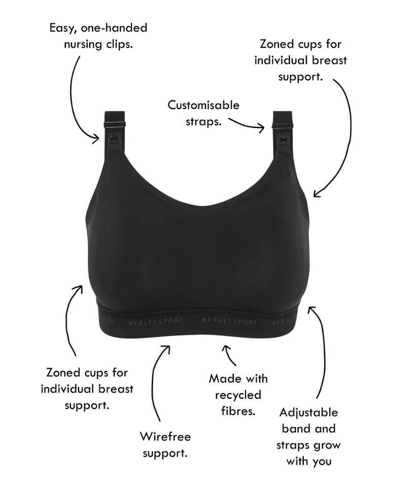 Berlei Life Maternity Active Wire-free Crop Top Bra - Black - Image 6
