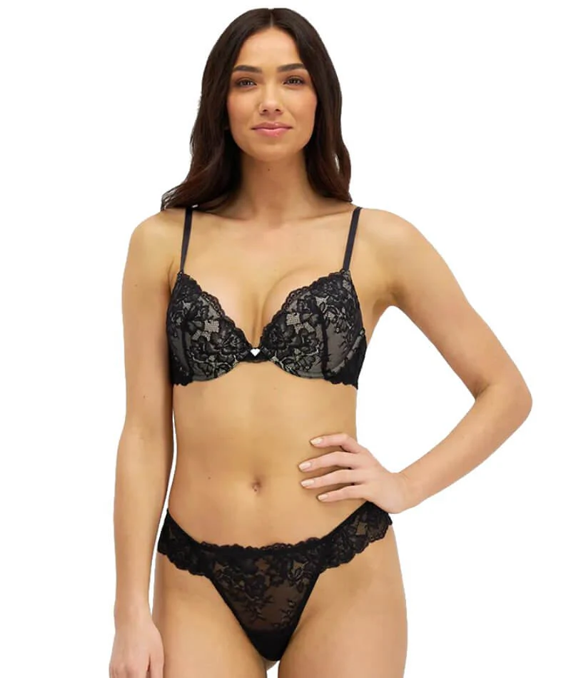 Temple Luxe by Berlei Lace Level 1 Push Up Bra - Black/Nude - Image 5