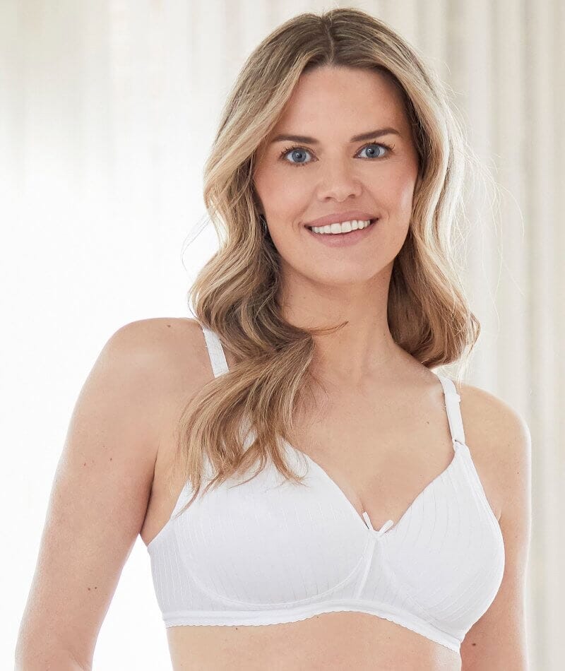 Bestform Striped Wire-free Cotton Bra with Lightly Lined Cups - White