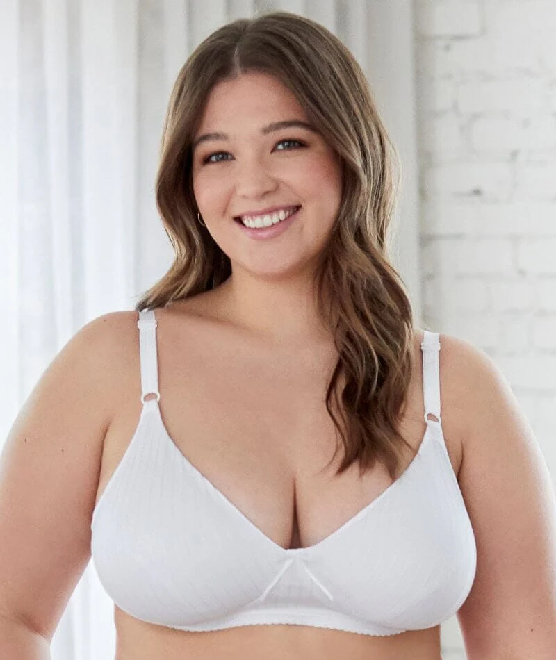 Bestform Striped Wire-free Cotton Bra with Lightly Lined Cups - White - Image 2