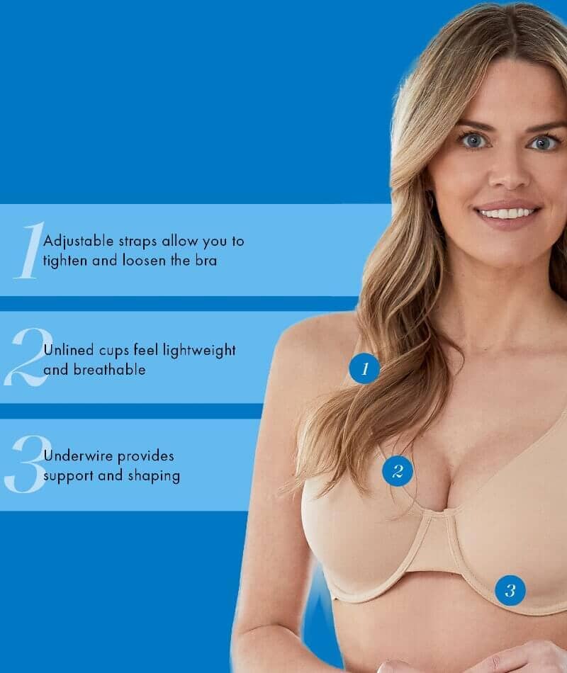 Bestform Unlined Cotton Stretch T-Shirt Bra with Underwire 2 Pack - Sand - Image 5