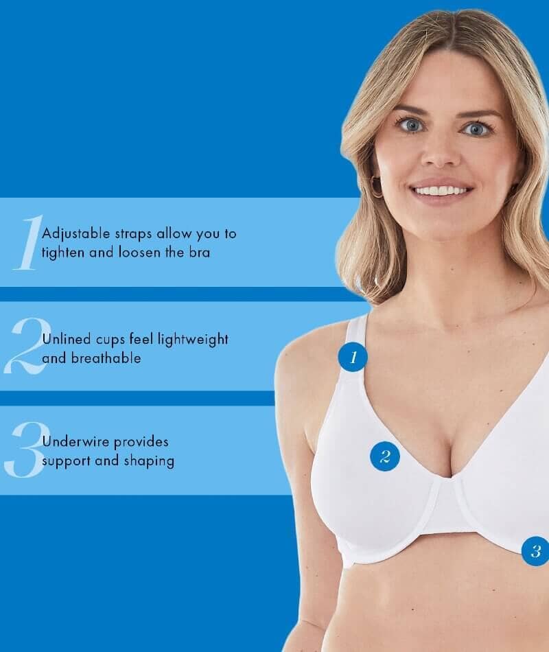 Bestform Unlined Cotton Stretch T-Shirt Bra with Underwire 3 Pack- Black/Sand/White - Image 11