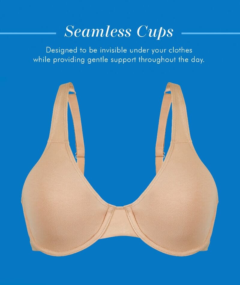 Bestform Unlined Cotton Stretch T-Shirt Bra with Underwire - Sand - Image 6