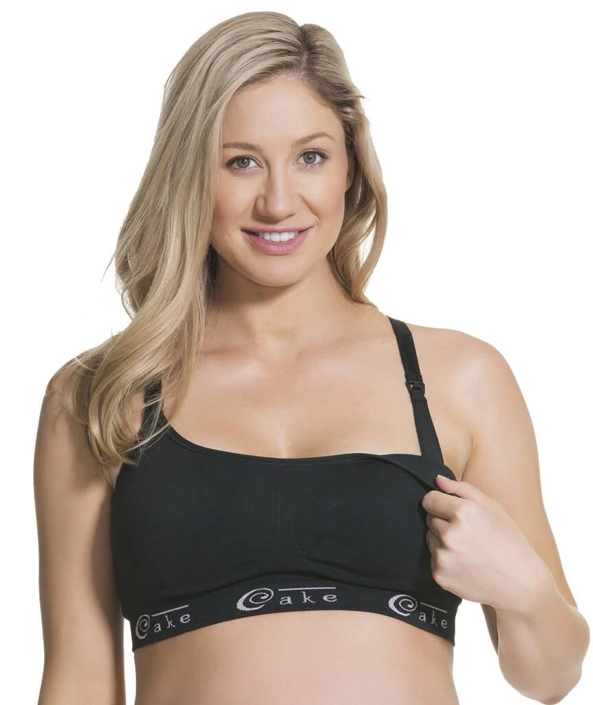 Cake Maternity Cotton Candy Seamless Sleep & Yoga Wire-free Nursing Bra -  Black - Image 4