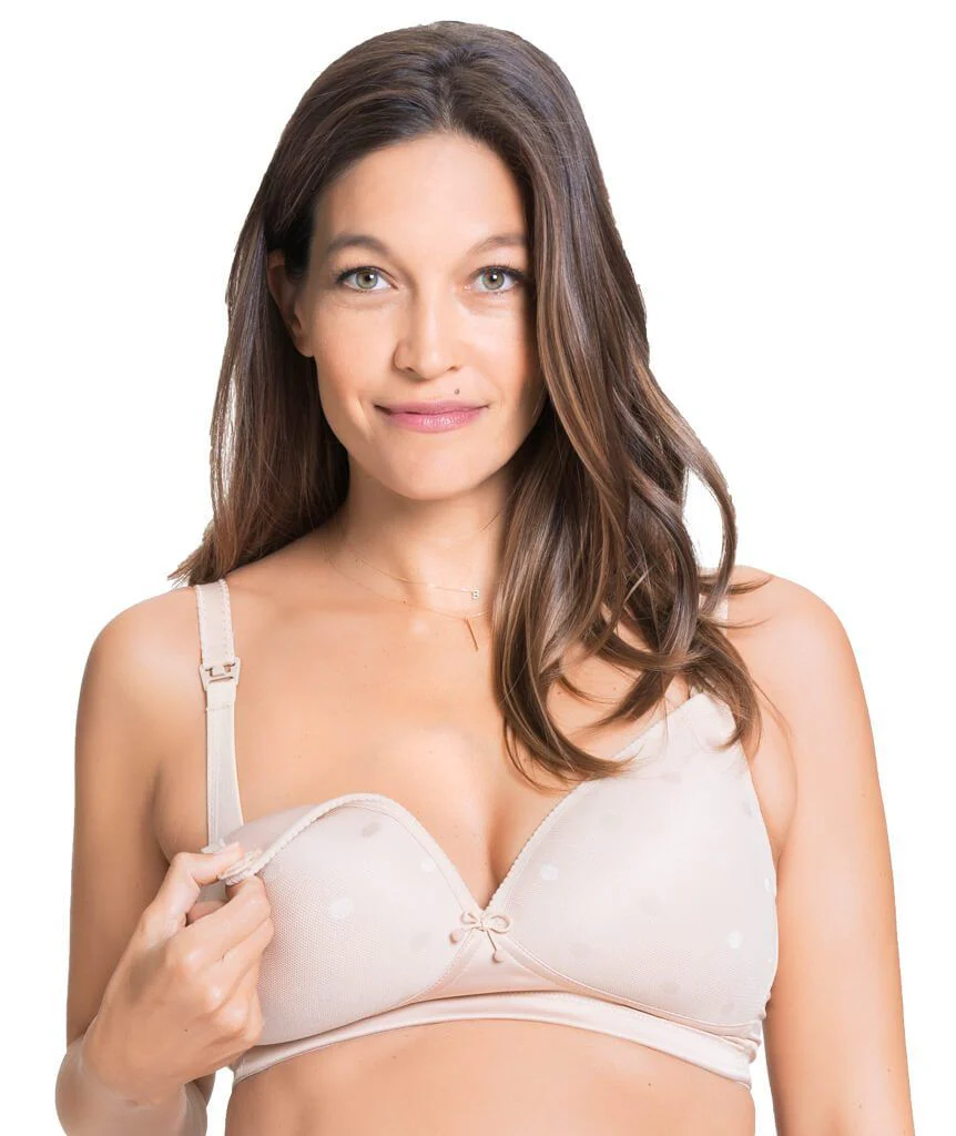 Cake Maternity Mousse Padded Plunge Wire-free Nursing Bra -  Beige - Image 3