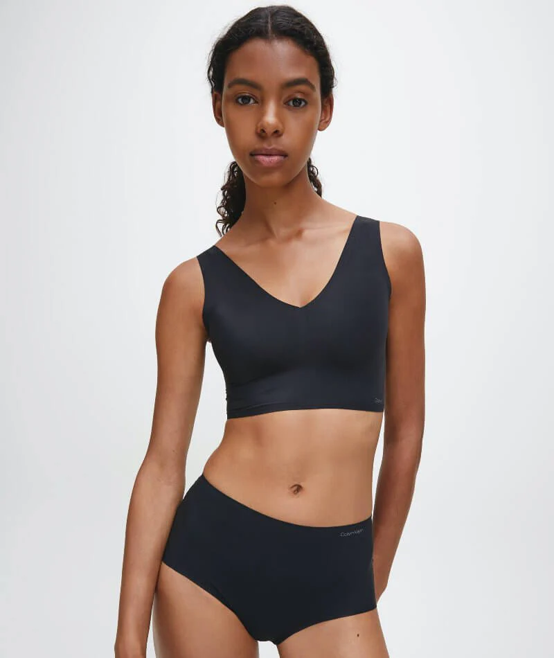Calvin Klein Invisibles Comfort Lightly Lined V-Neck Bralette - Black - Image 4