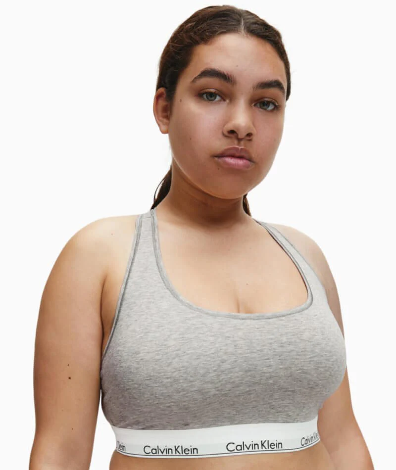 Calvin Klein Modern Cotton Plus Unlined Bralette - Grey Heather - Image 3