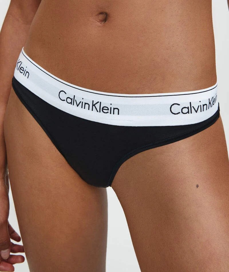 Calvin Klein Modern Cotton Thong - Black - Image 3