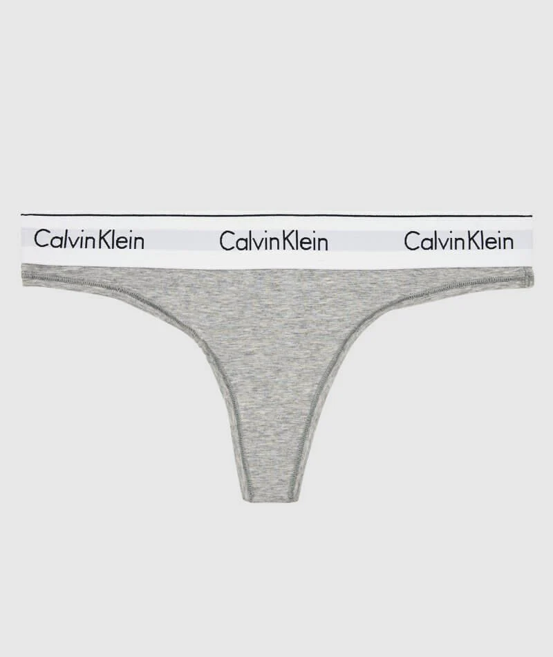 Calvin Klein Modern Cotton Thong - Grey Heather - Image 6
