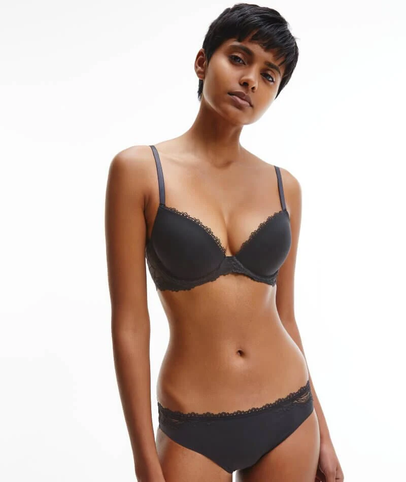 Calvin Klein Seductive Comfort Lotus Floral Bikini Brief - Black - Image 5