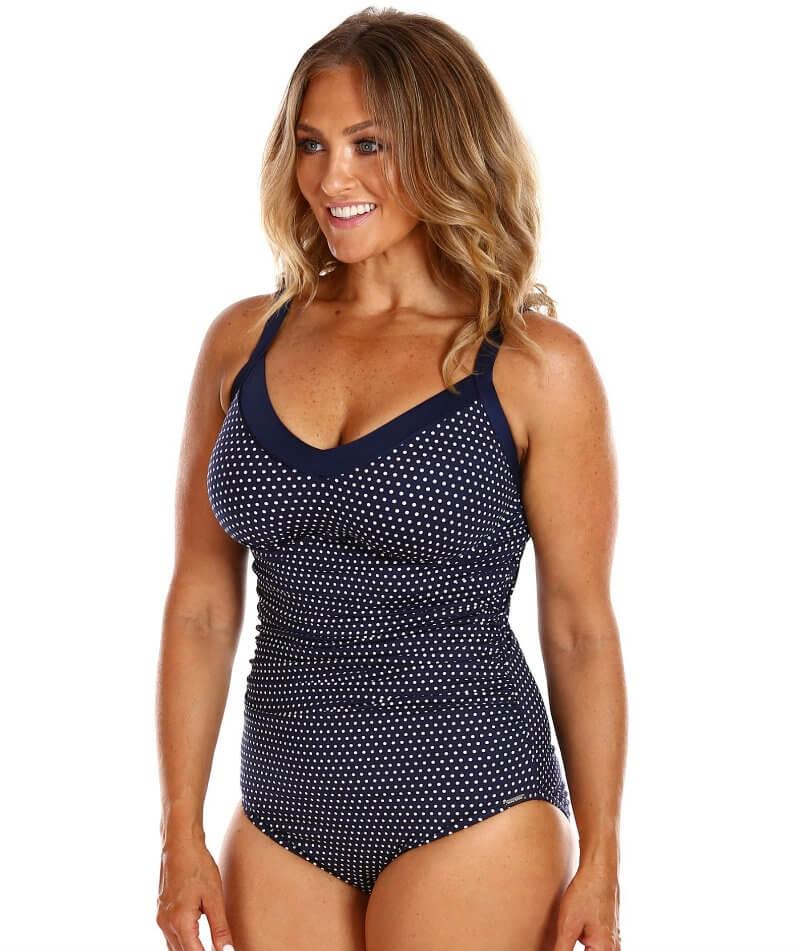 Capriosca Chlorine Resistant Underwire One Piece Swimsuit - Navy & White Dots - Image 10