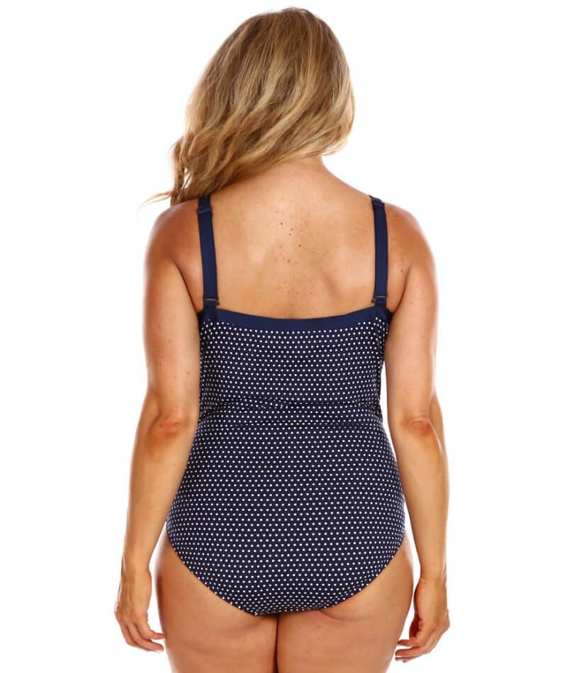 Capriosca Chlorine Resistant Underwire One Piece Swimsuit - Navy & White Dots - Image 6