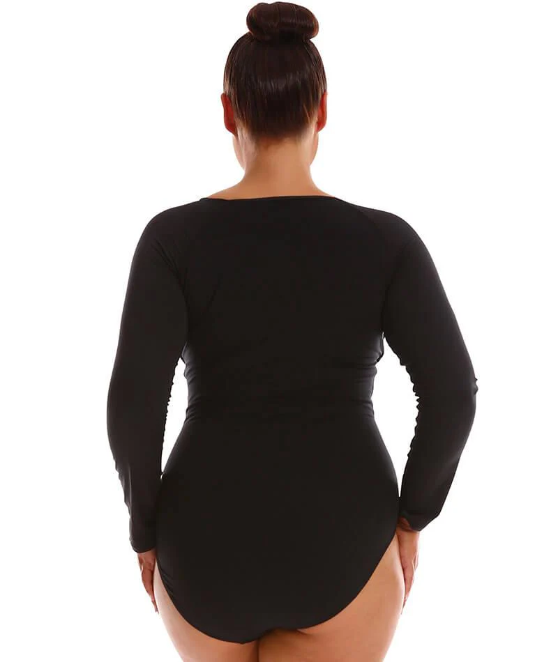 Capriosca Long Sleeve Zip One Piece - Black - Image 6