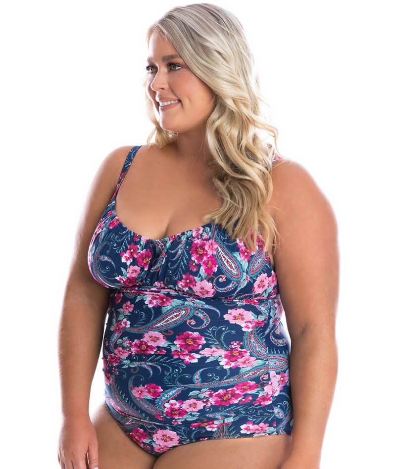 Capriosca Ruched Underwire One Piece Swimsuit - Vintage Paisley - Image 5