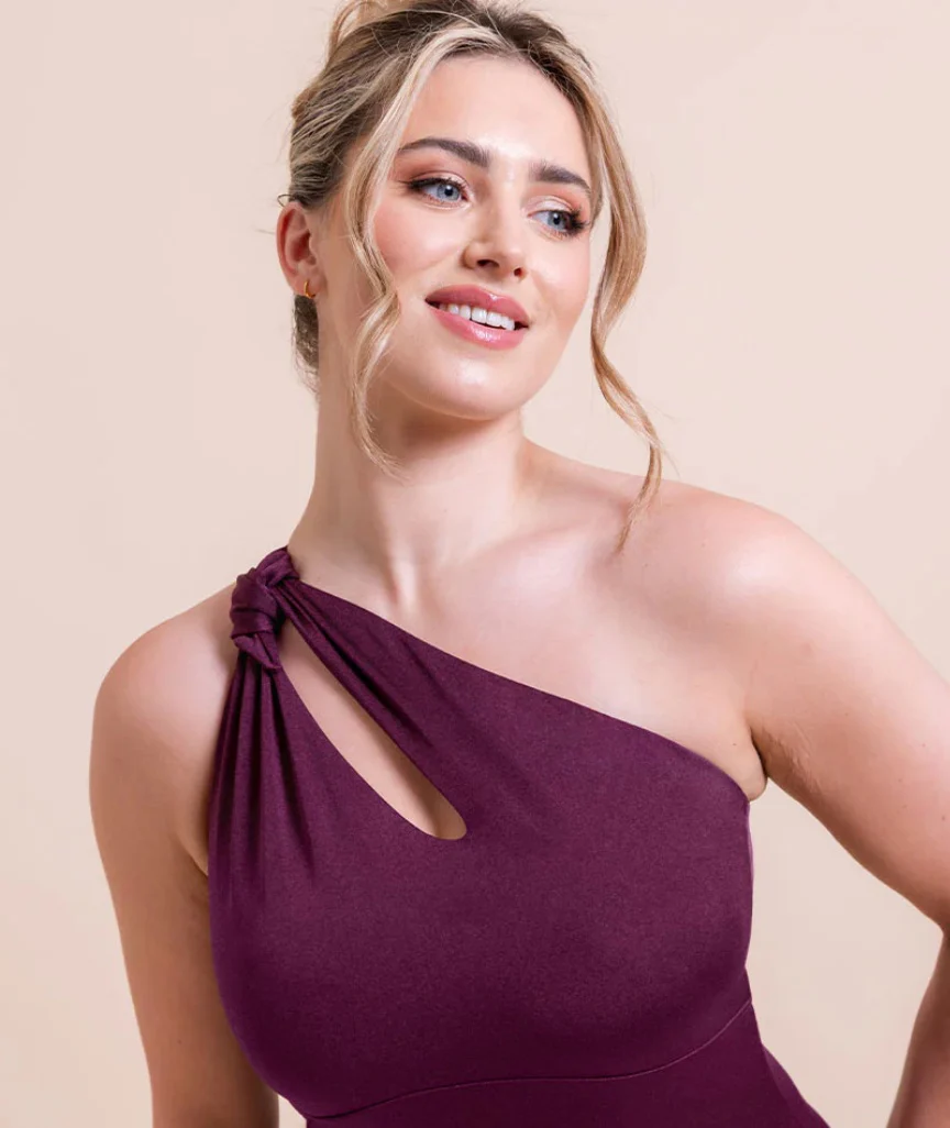 Curvy Kate Beach Bliss Asymmetric Padded Swimsuit - Mulberry Purple - Image 2