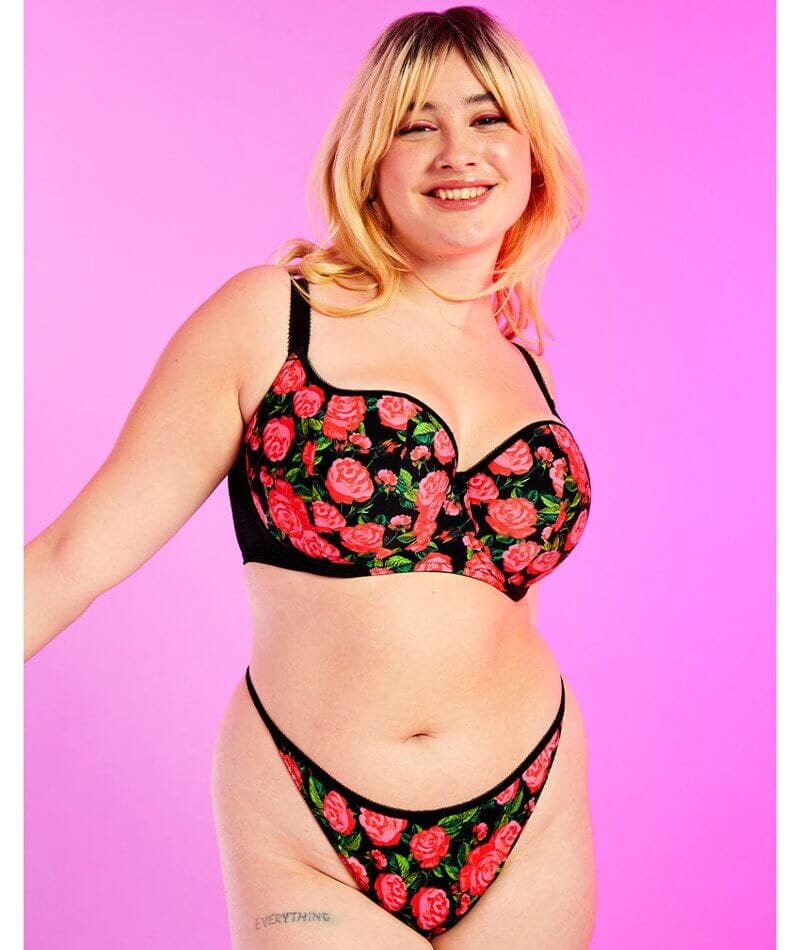 Curvy Kate Boost in Bloom Thong - Print Mix Black - Image 5