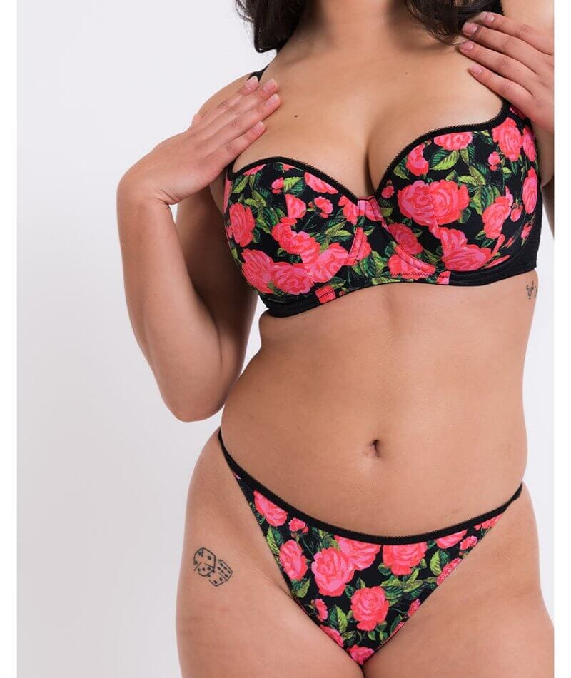 Curvy Kate Boost in Bloom Thong - Print Mix Black - Image 8