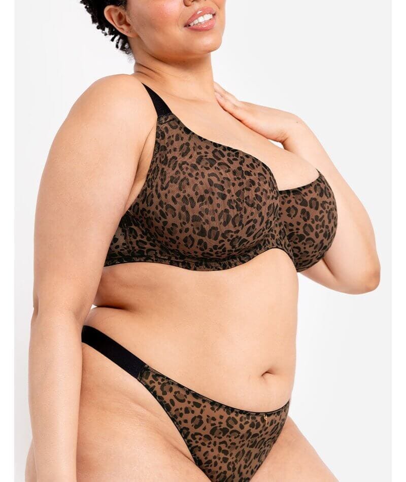 Curvy Kate Cool Cat Scooped Balcony Bra - Leopard Brown - Image 5