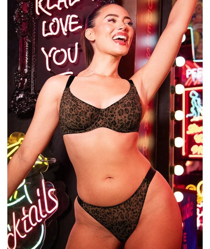 Curvy Kate Cool Cat Scooped Balcony Bra - Leopard Brown - Image 7