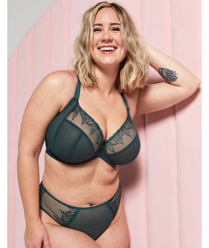 Curvy Kate Flare Full Plunge Side Support Multiway Bra - Emerald Sparkle - Image 5
