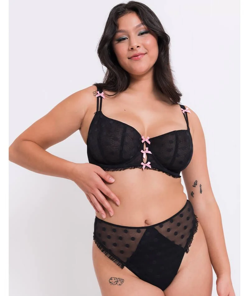 Curvy Kate Frill Me Balcony Bra - Black/Pink - Image 3
