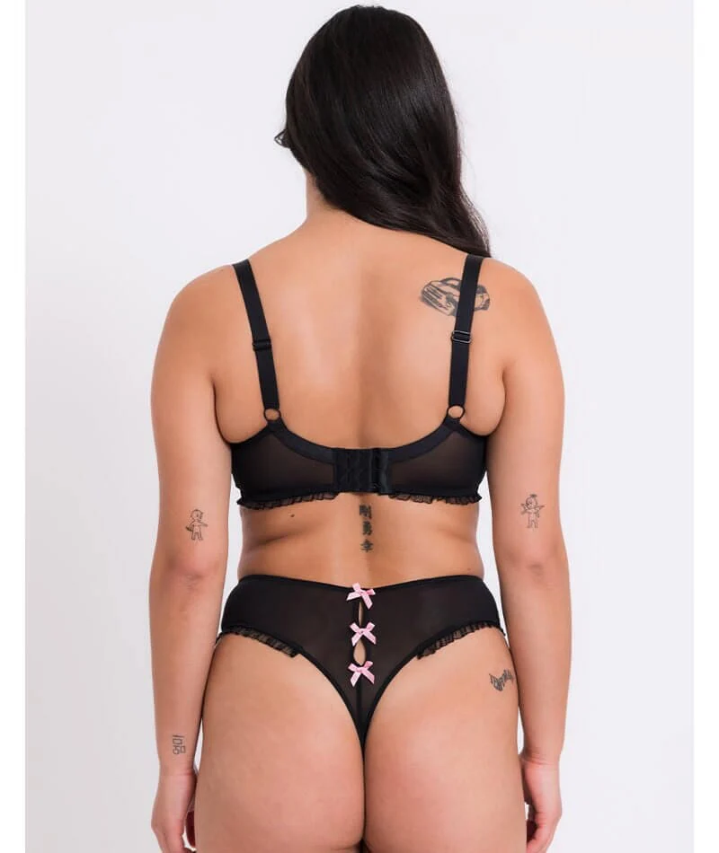 Curvy Kate Frill Me Balcony Bra - Black/Pink - Image 4