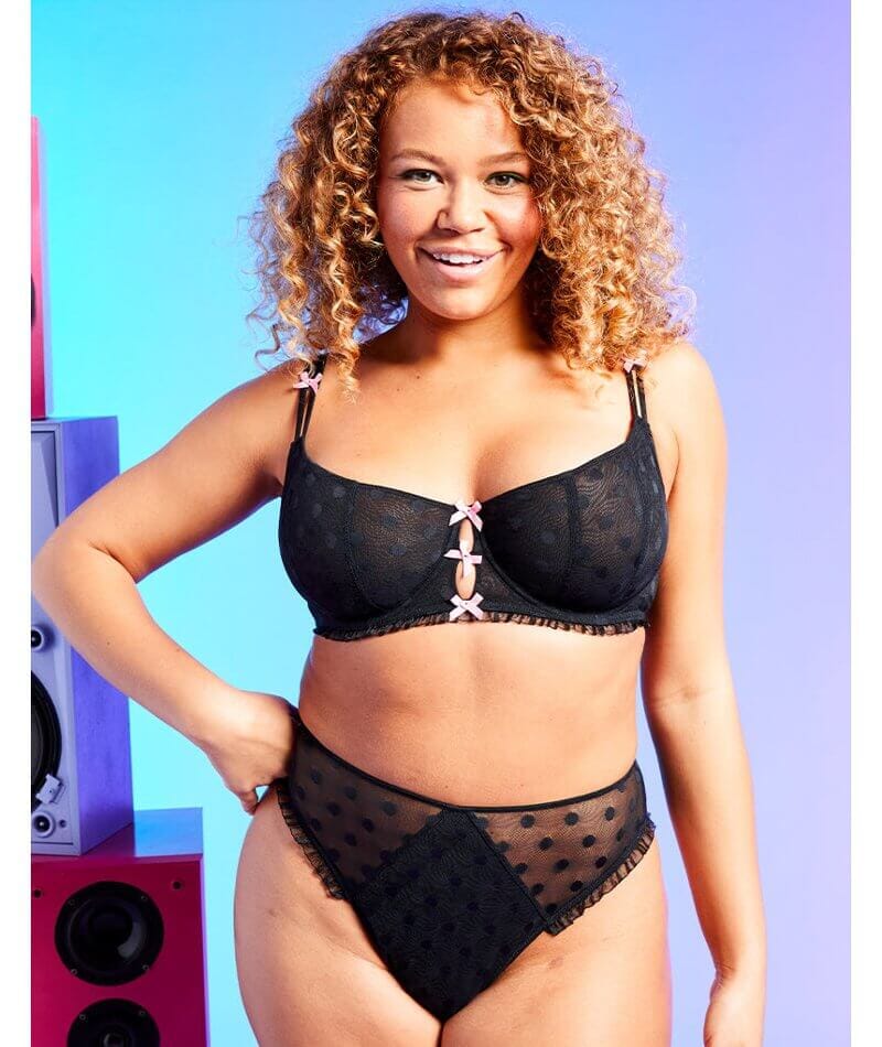 Curvy Kate Frill Me Balcony Bra - Black/Pink - Image 5