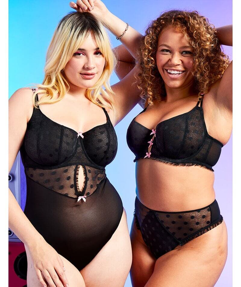 Curvy Kate Frill Me Balcony Bra - Black/Pink - Image 6