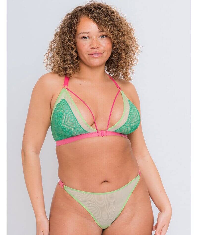 Curvy Kate Front and Centre Brazilian Brief - Mint/Pink Green - Image 3