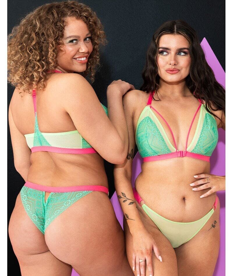 Curvy Kate Front and Centre Wire-free Bralette - Mint/Pink Green - Image 7