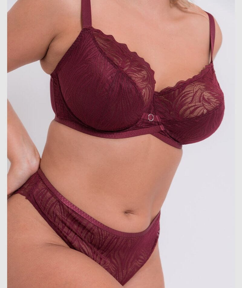 Curvy Kate Lace Daze Brazilian Brief - Claret Red - Image 5