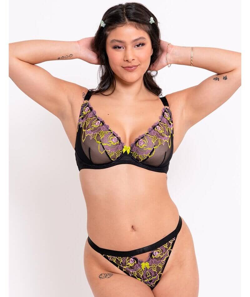 Curvy Kate Stand Out Scooped Plunge Bra - Black Multi - Image 3