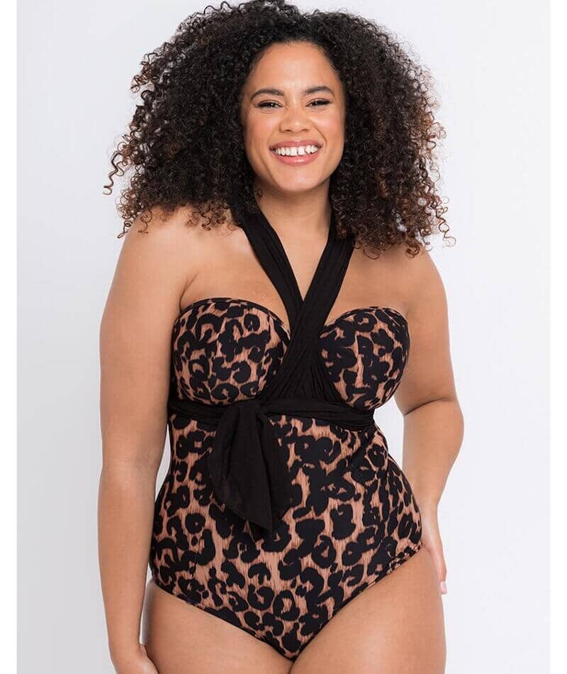 Curvy Kate Wrapsody Bandeau One Piece Swimsuit - Leopard Print - Image 4
