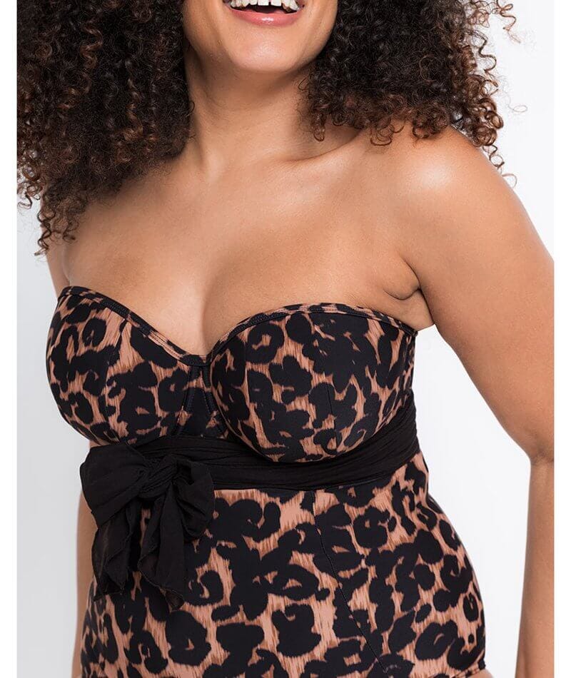 Curvy Kate Wrapsody Bandeau One Piece Swimsuit - Leopard Print - Image 6